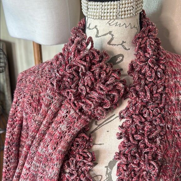 Women's Pink Sweater with Ruffled Trim - Picture 3 of 7